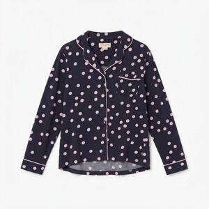 Kate Spade Navy Polka Dot PJ Top Cottagecore Cozy Sleepwear L